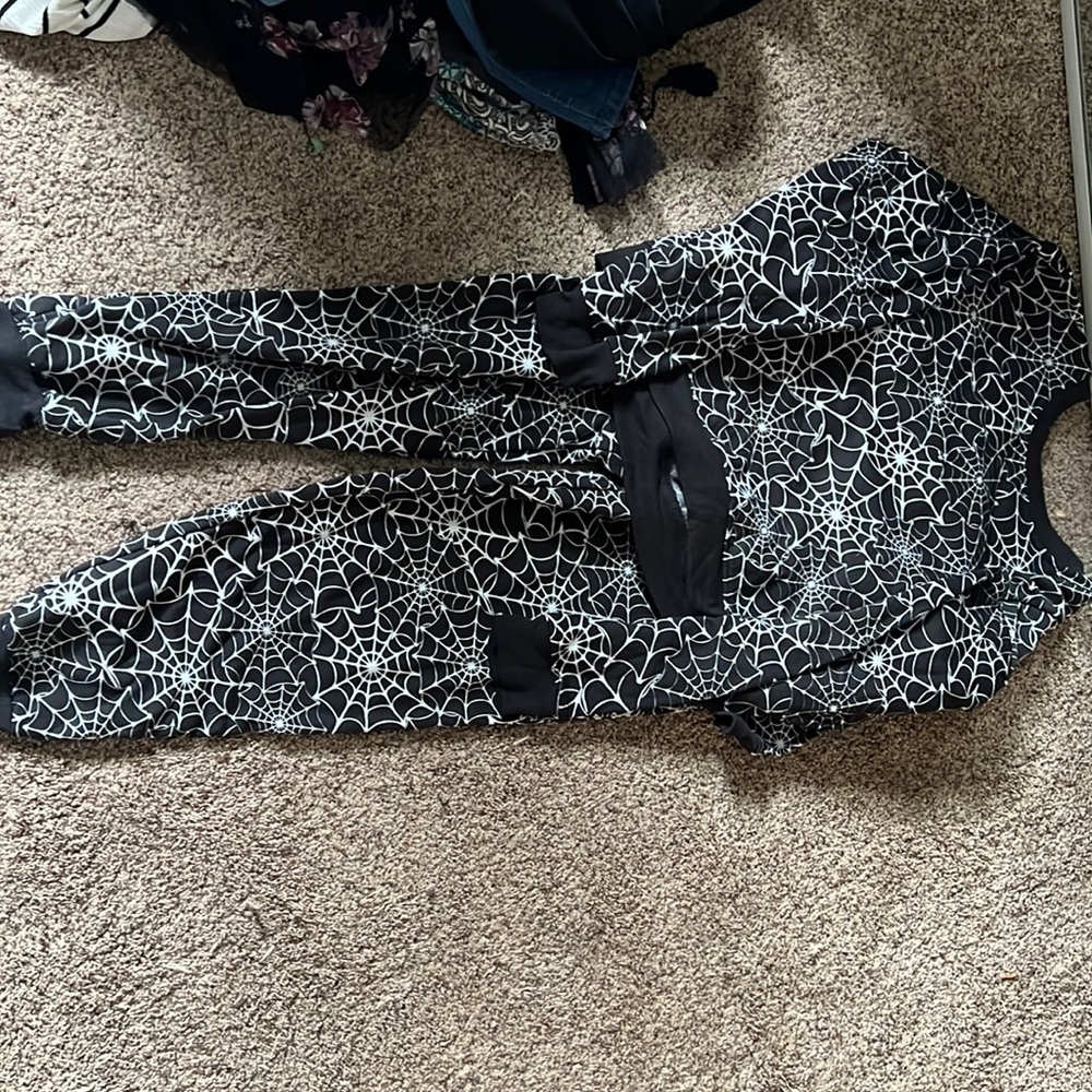 Spider web fuzzy jumpsuit.